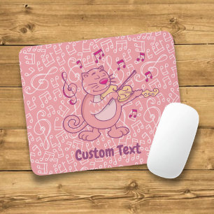 Tapis de souris chat rose avec violon