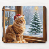 Tapis De Souris Chat roux de Noël (Devant)