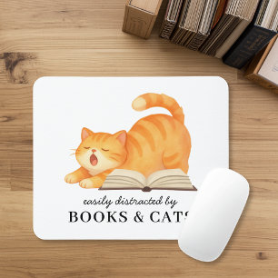 Tapis De Souris Chat roux littéraire drôle disant amateur de livre