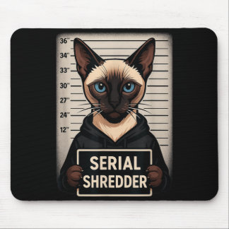 Tapis De Souris Chat siamois tueur en série Mugshot drôle d'animal