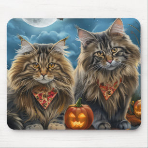 Tapis De Souris Chat sibérien Halloween effrayant