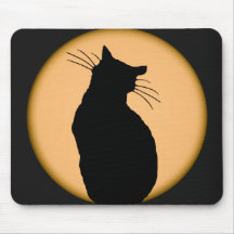 Chat silhouetté contre la lune Mousepad