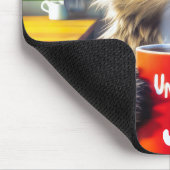 Tapis De Souris Chat Sleepy Avec Mug De Café Rouge Drôle (Coin)