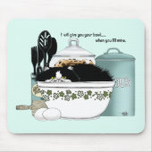 Tapis De Souris Chat smoking en smoking vintage rétro cuisine aqua (Devant)