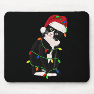 Tapis De Souris Chat Smoking Meow Santa Tuxie Lumières de l'Arbre