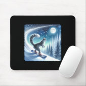Tapis De Souris Chat Snowboard Sur La Pente Froide. Neige (Avec souris)