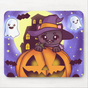 Tapis De Souris Chat-sorcier d'Halloween