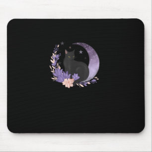Tapis De Souris Chat Sorcière Fleurs de Lune Pastel Goth Goblincor