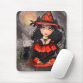 Tapis de souris Chat Sorcière Halloween (Avec souris)