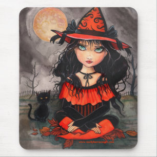 Tapis de souris Chat Sorcière Halloween