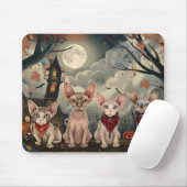 Tapis De Souris Chat Sphynx Halloween Effrayant (Avec souris)