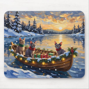 Tapis De Souris Chat Sphynx Noël Bateau Fêtes