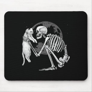 Tapis De Souris Chat squelette crâne Kitty Mignon Fantôme Hallowee
