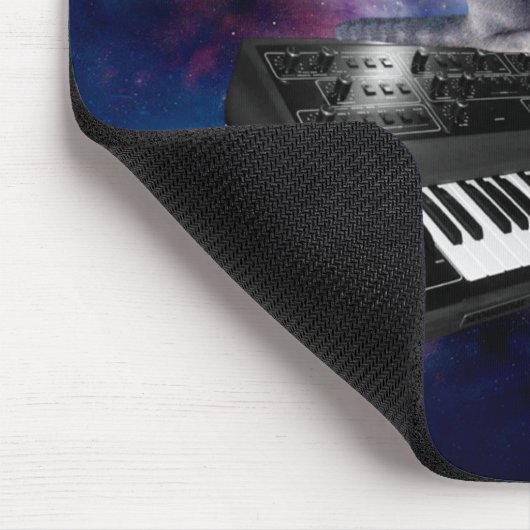 Tapis De Souris Chat sur synthétiseur dans l'espace (Coin)