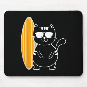 Tapis De Souris Chat surfeur - Surfant sur une planche de surf Pla