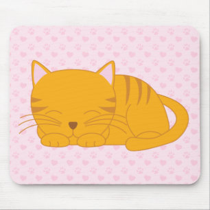 Tapis De Souris Chat Tabby Orange Dormant