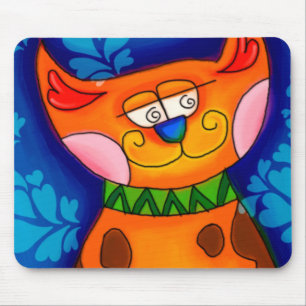 Tapis De Souris Chat Tabby Orange Souriant
