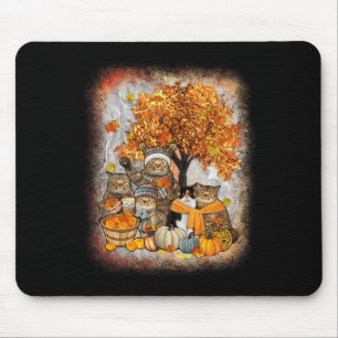 Tapis De Souris Chat Thanksgiving Citrouille Automne Halloween Cha