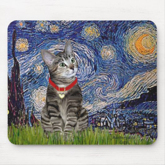 Tapis De Souris CHAT (Tigré2) - Nuit étoilée (Devant)