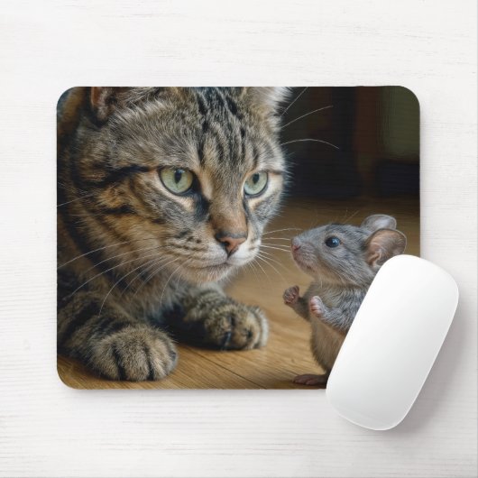 Tapis De Souris Chat Tigre Avec Souris Courageuse (Avec souris)