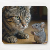 Tapis De Souris Chat Tigre Avec Souris Courageuse (Devant)