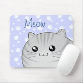 Tapis De Souris Chat tigré gris mignon de minou de Kawaii (Avec souris)