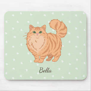 Tapis De Souris Chat Tigré Orange à Poils Longs Personnalisé