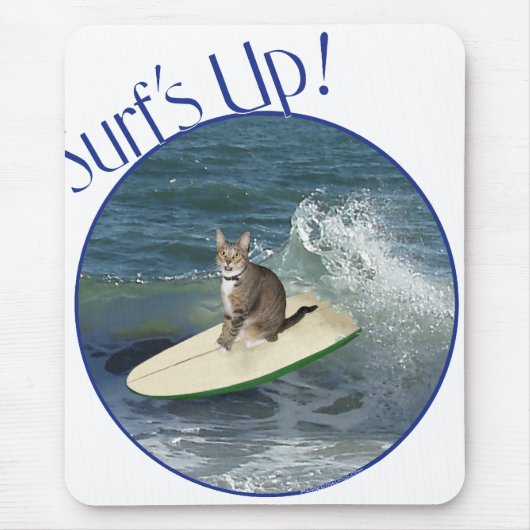 Tapis De Souris Chat Tigre Surfeur ! (Devant)