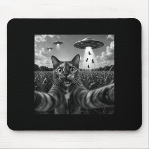 Tapis De Souris Chat Tortue Se Faisant Un Selfie Avec Un Extraterr