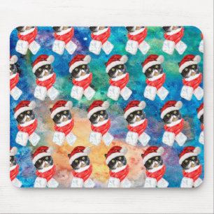 Tapis De Souris Chat tricolore drôles de fêtes de Noël