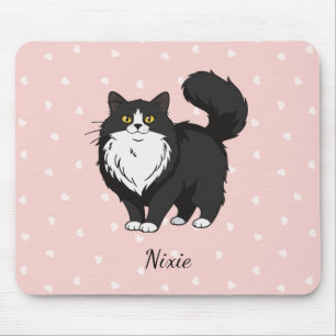 Tapis De Souris Chat Tuxedo à Poils Longs Personnalisé