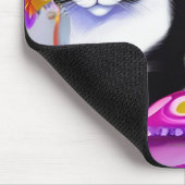 Tapis De Souris Chat Tuxedo noir et blanc sur un coussin (Coin)