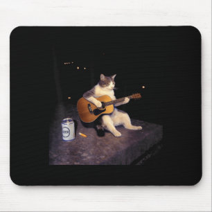 Tapis De Souris Chat vintage bière drôle de chat buvant de la bièr