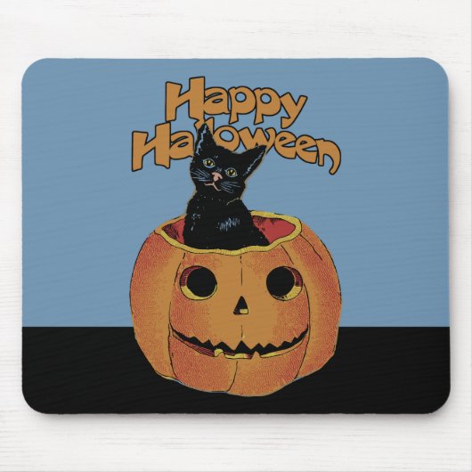 Tapis De Souris Chat vintage dans Jack'o'Lantern (Devant)