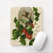 Tapis De Souris Chat vintage de Noël (Avec souris)