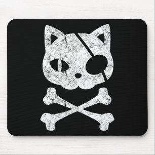Tapis De Souris Chat vintage Pirate Kitten Halloween Croix du crân