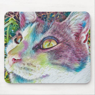 Tapis De Souris Chat Visage Art Kitty Souris Pad
