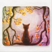 Tapis De Souris Chat Whimsical dans la Pleine lune d'arbre (Devant)