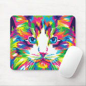 Tapis de souris chat WPAP vibrant (Avec souris)