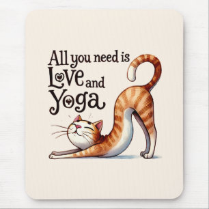 Tapis De Souris Chat Yoga Pose - Tout ce dont vous avez besoin est