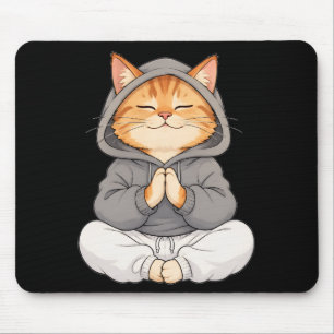 Tapis De Souris Chat Zen en capuche – Joli chat de dessin animé en