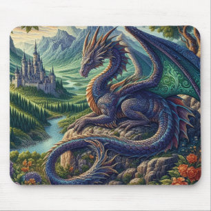 Tapis De Souris Château du Dragon médiéval coloré