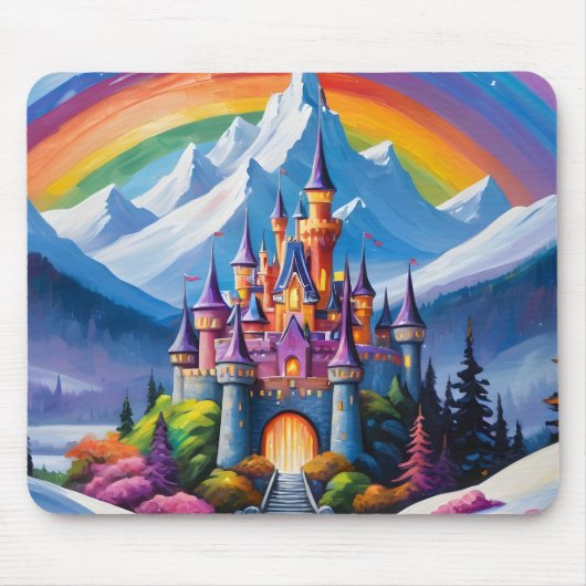 Tapis De Souris Château en arc-en-ciel enchanté (Devant)