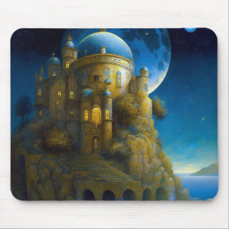 Tapis De Souris Château Imaginaire Lune Paysage