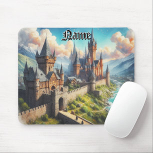 Tapis De Souris Château médiéval dans un paysage montagnard