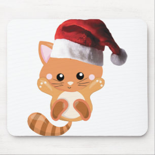 Tapis De Souris chaton à tabby orange de Noël