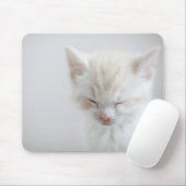 Tapis De Souris Chaton blanc dormant (Avec souris)