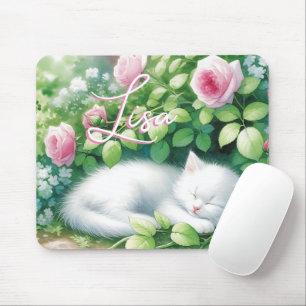 Tapis De Souris Chaton blanc sucré personnalisé Napping