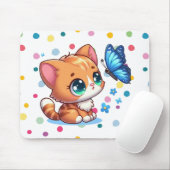 Tapis De Souris Chaton/chat mignon & papillon  (Avec souris)