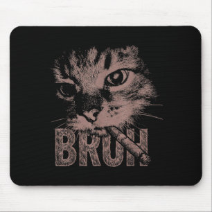 Tapis De Souris Chaton cigarette drôle chat qui fume mème stupide